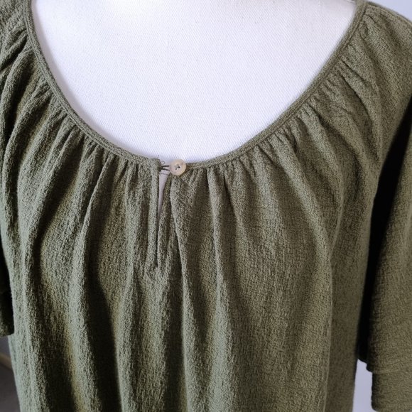 Madewell Tiered-Sleeve Blouse Miss Green Peasant Size 3X - Picture 5 of 14